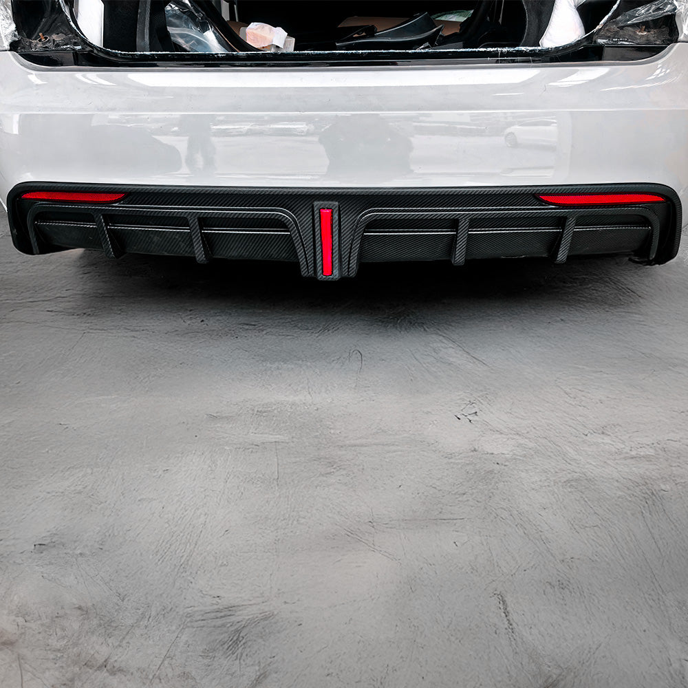 Model S Led Bar Rear Carbon Fiber Rear Diffuser with LED Brake Light for Tesla Model S (202 ...