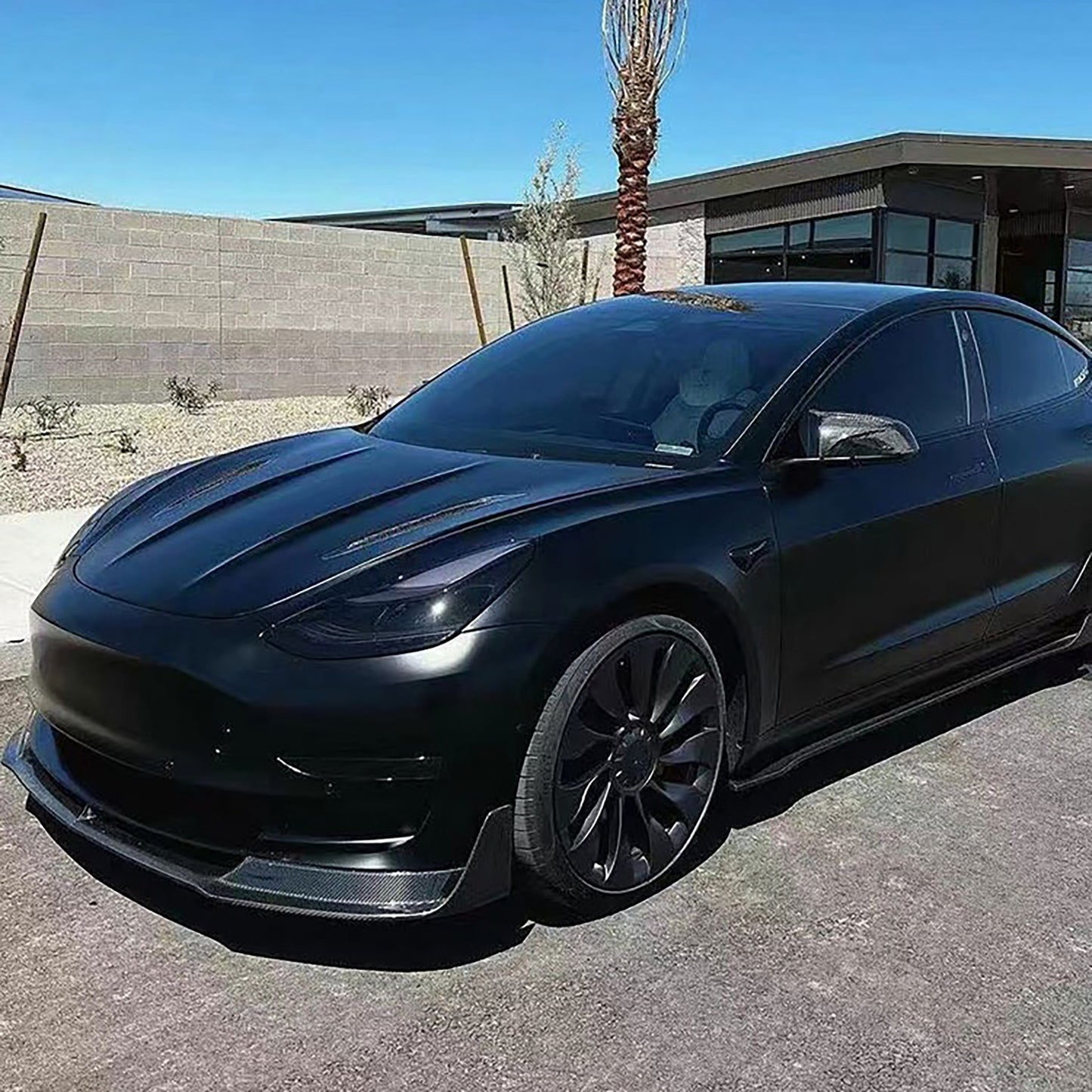 Real Carbon Fiber V-Style Aero Front Lip For Tesla Model 3