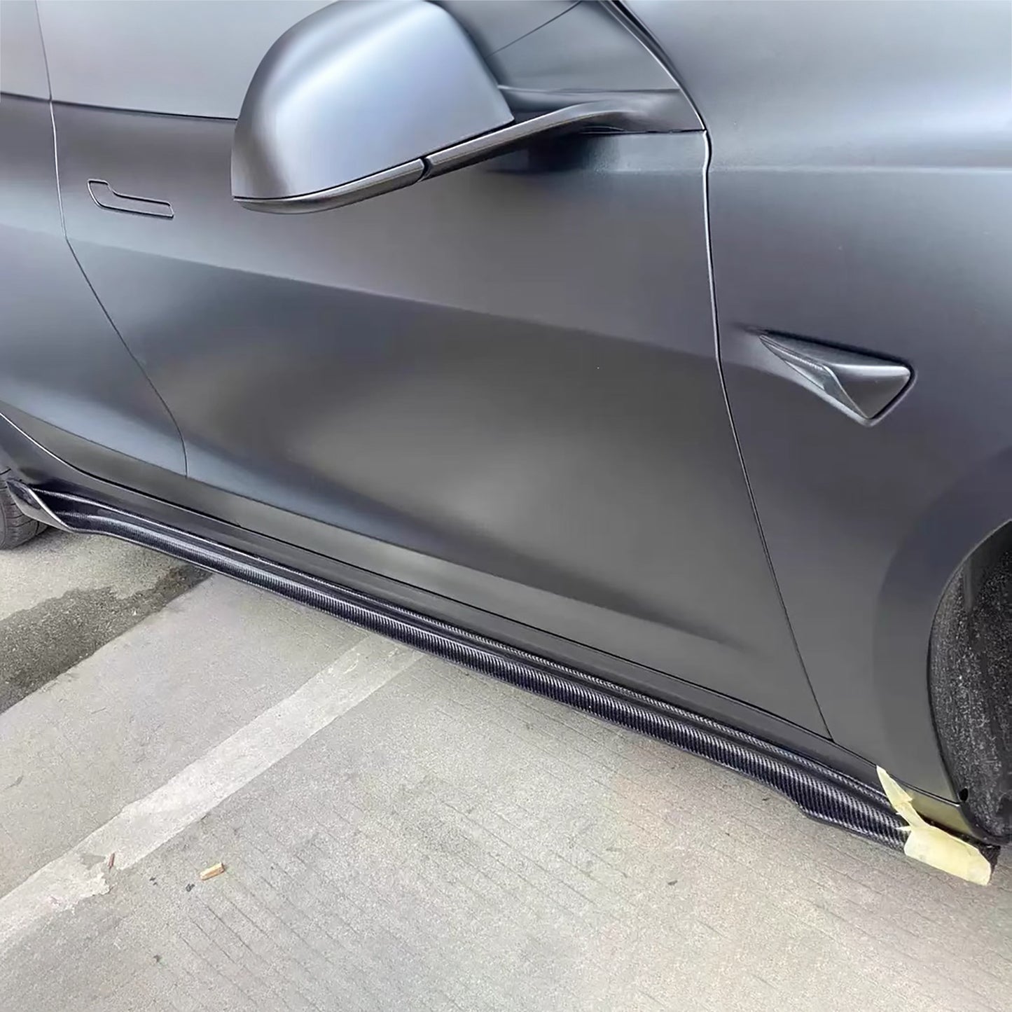 Real Carbon Fiber V-Style Side Skirts For Model 3