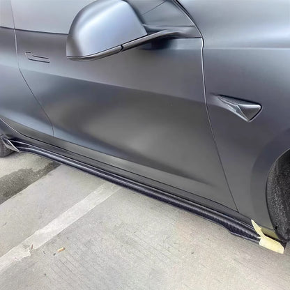 Real Carbon Fiber V-Style Side Skirts For Model 3