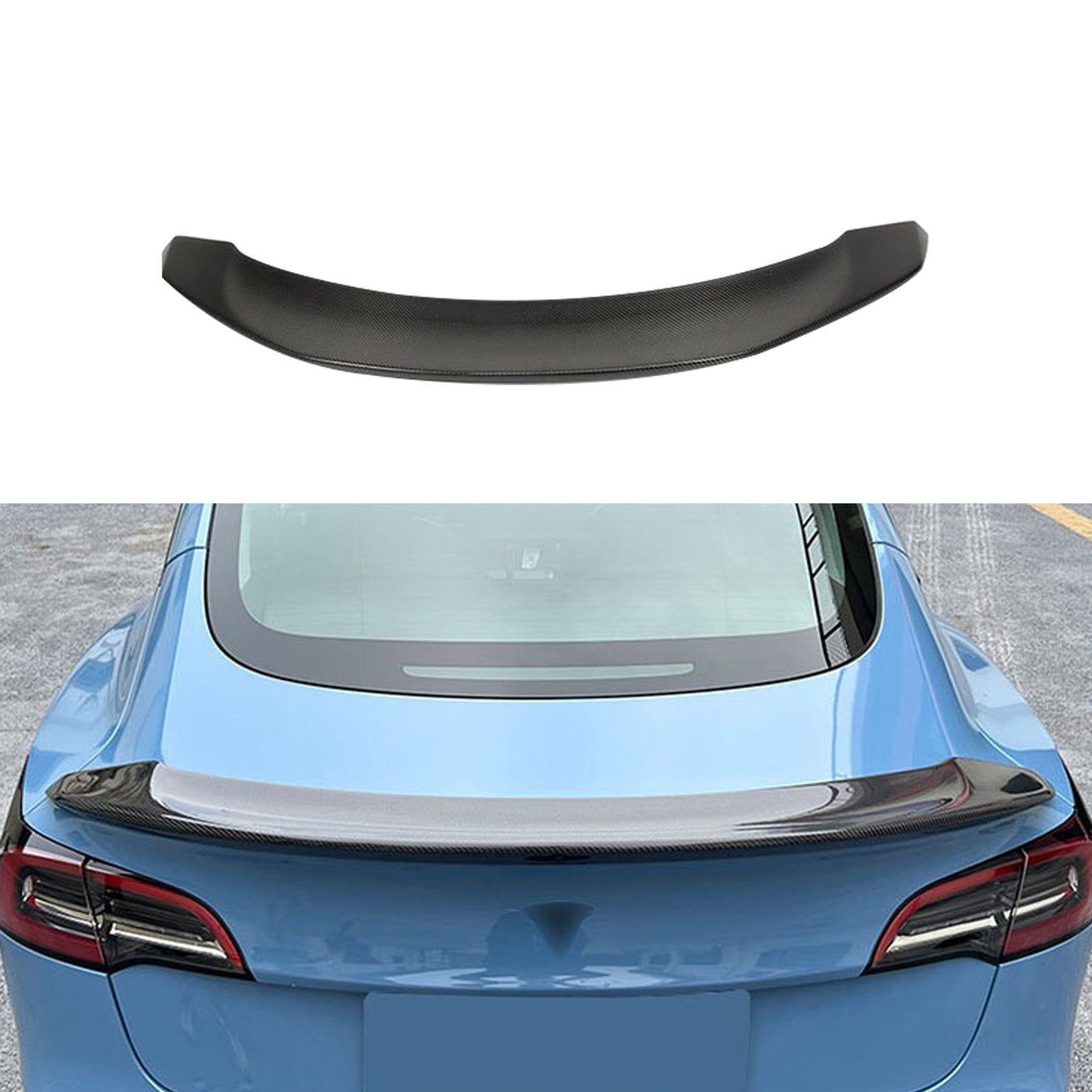 Real Carbon Fiber V-Style Spoiler for Tesla Model 3