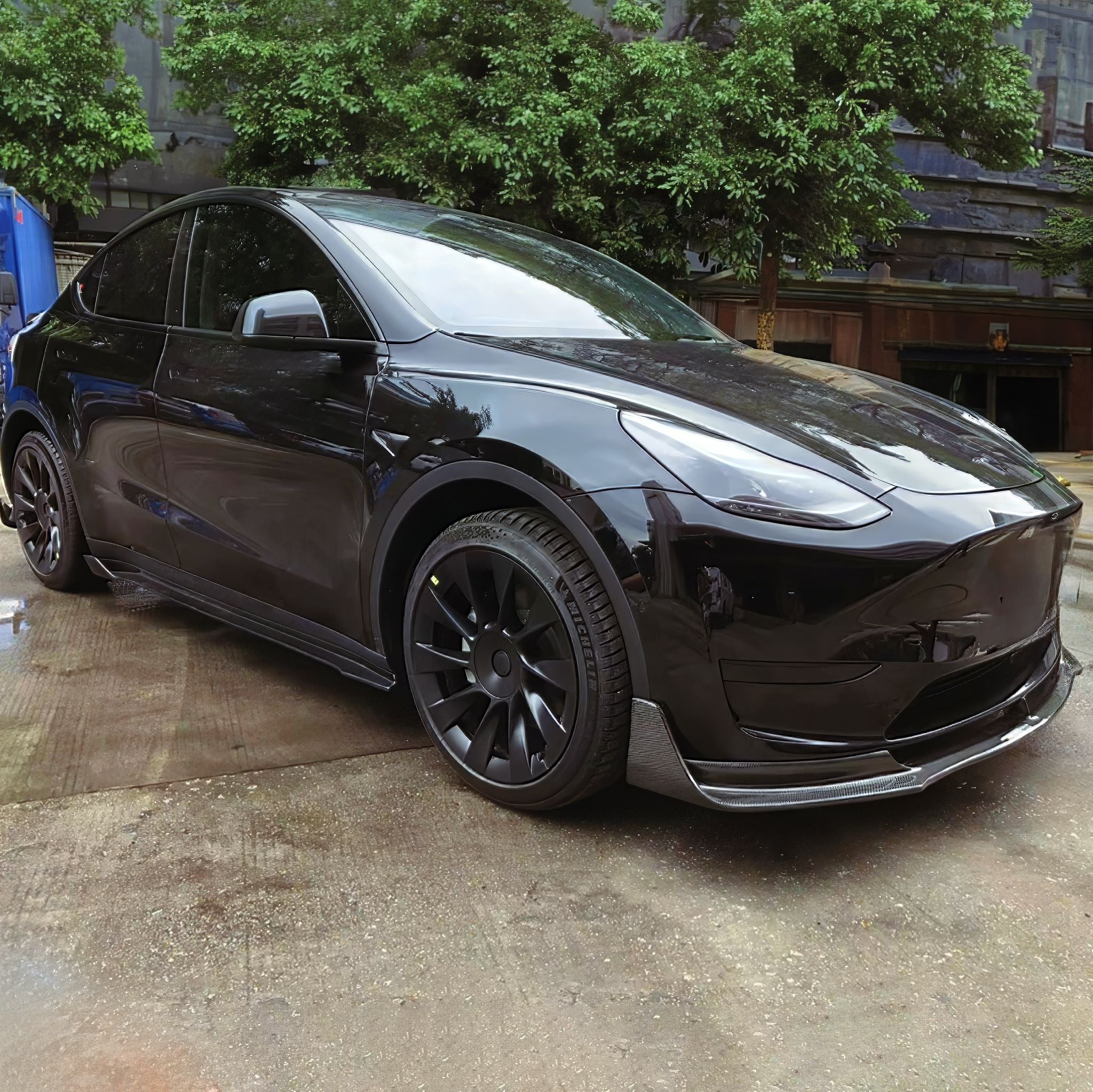 Yeslak V-Type Carbon Fiber Aero Front Lip for Tesla Model Y | High-Performance Aerodynamic Body Kit