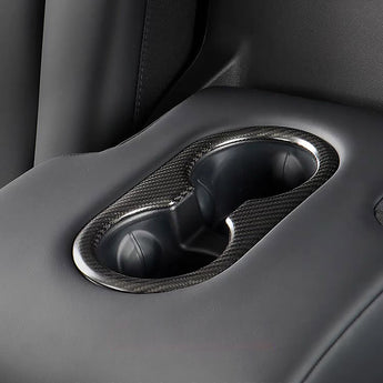 Tesla Model Y Juniper Real Carbon Fiber Rear Cup Holder Cover