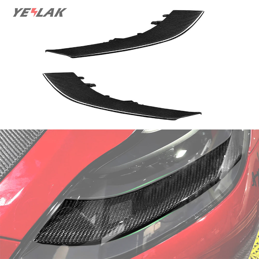 Carbon Fiber Headlight Eyebrow Trim Replacement For Tesla Model 3 & Y