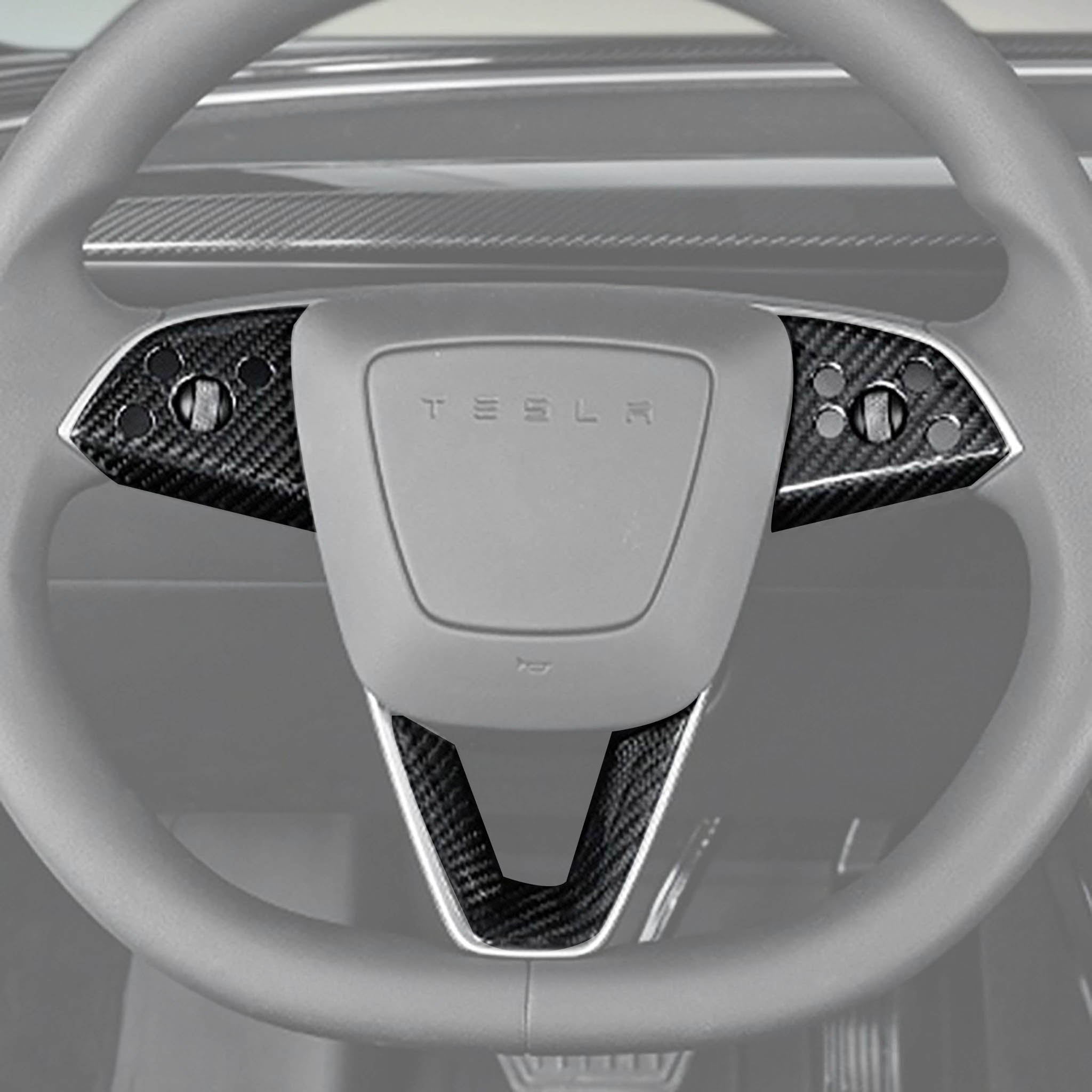 Carbon Fiber Steering Wheel Trim for Tesla Model 3 Highland (3 Pcs)