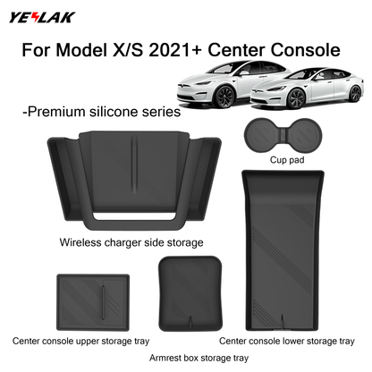 Center Console Storage Trays Cup Holder For Tesla Model X 2021+