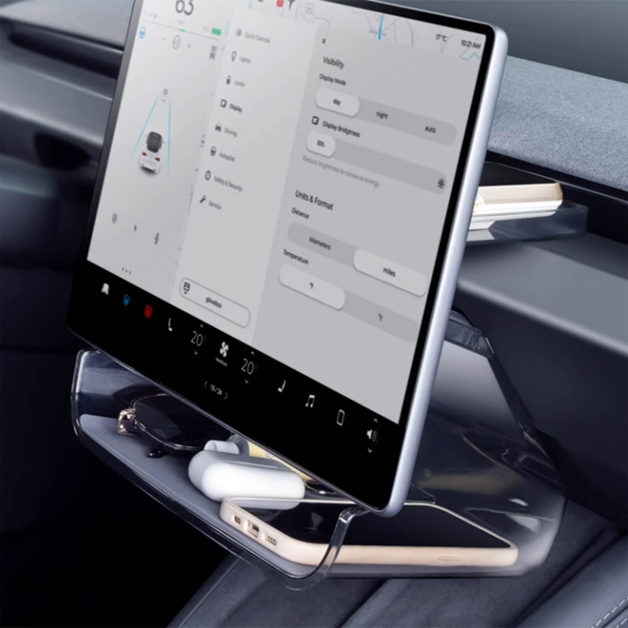 Tesla 3 Rear Screen Storage Rack Compact Under-Screen Storage with Non-Slip Mat For Tesla Model 3 & Y 2 ...