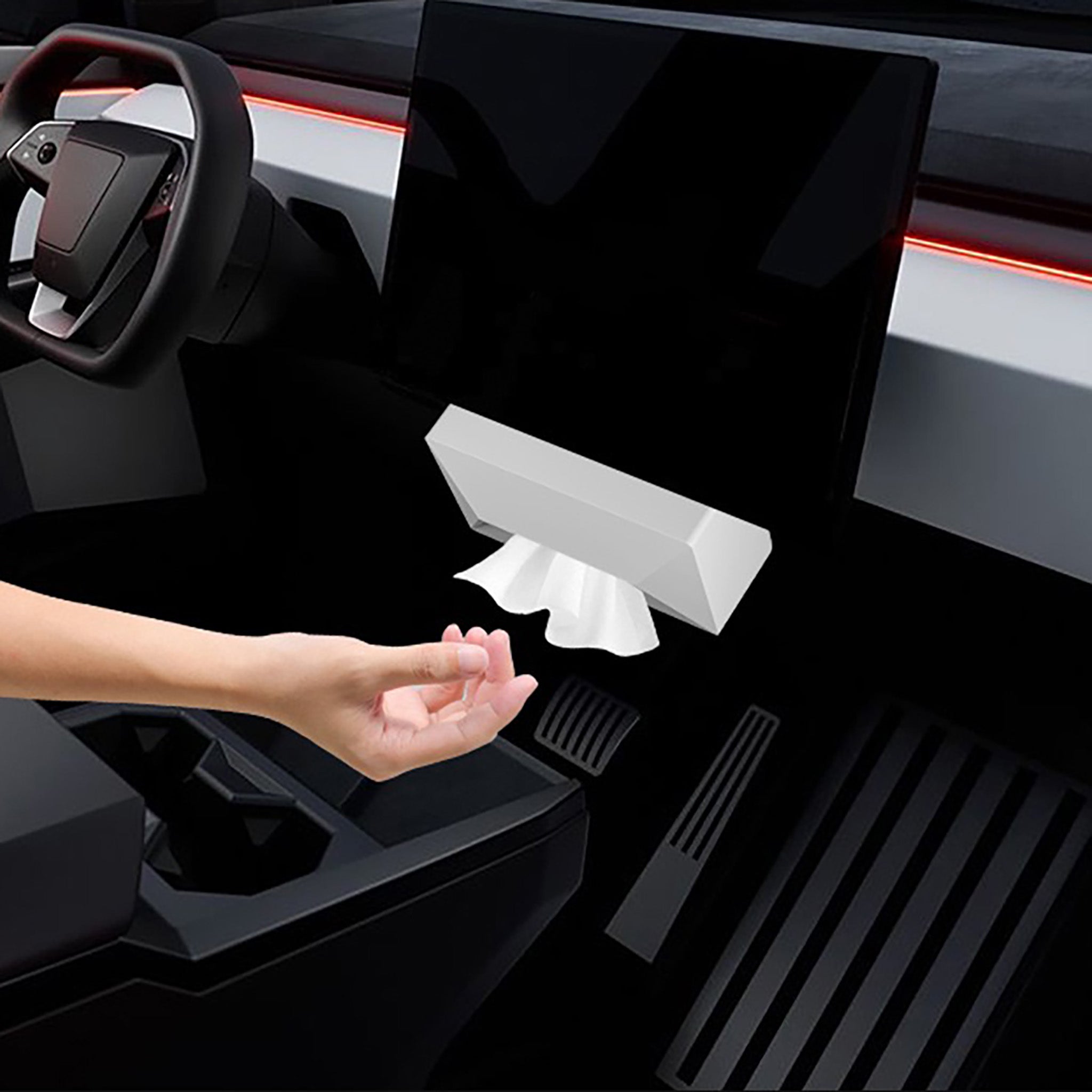 Cybertruck-Inspired Silicone Tissue Box for Tesla Model S/3/X/Y/Cybertruck Interiors