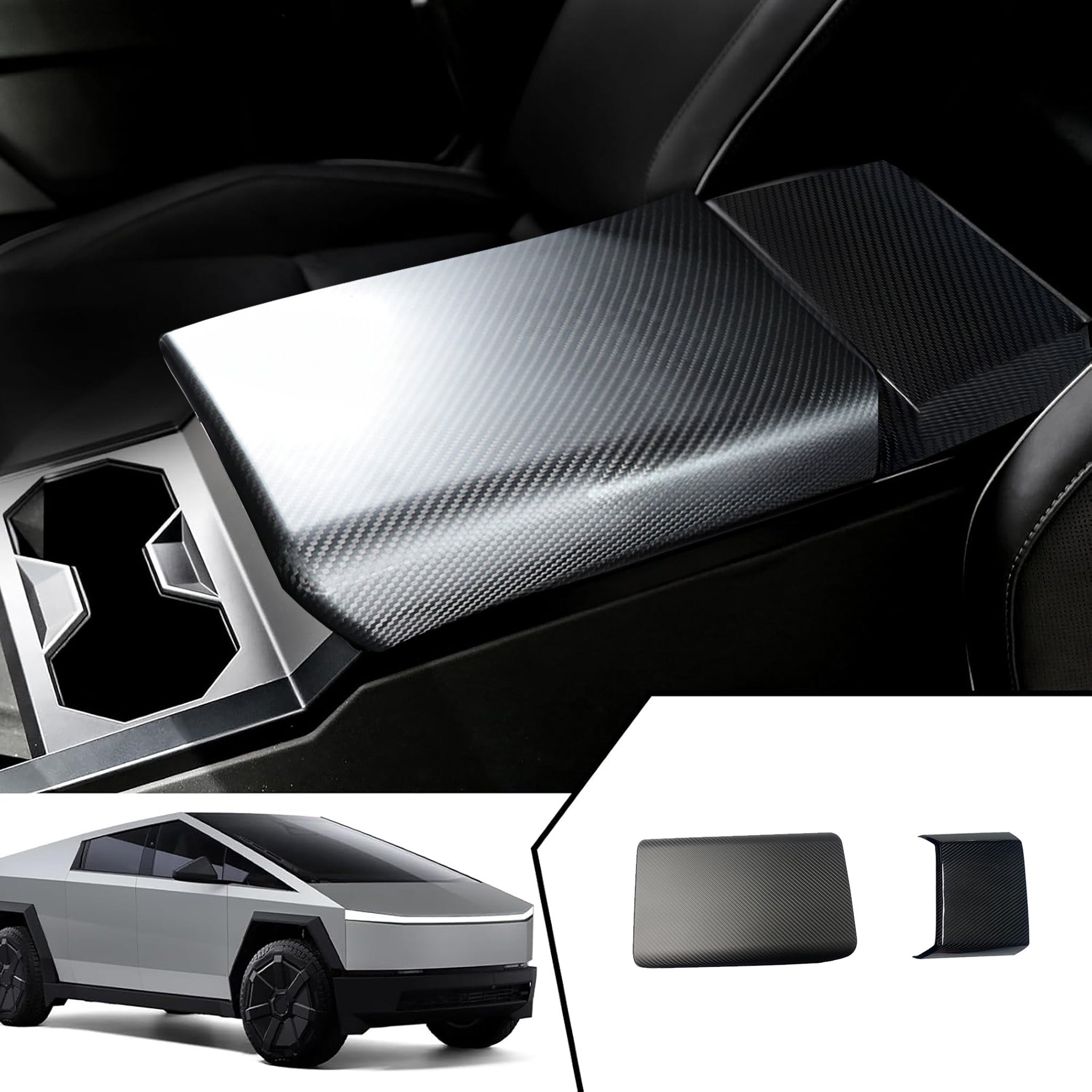 Copertura del telaio del bracciolo posteriore in fibra di carbonio per Tesla Cybertruck 2024+ – Tesla Accessories Copertura del telaio del bracciolo posteriore in fibra di carbonio per Tesla Cybertruck 2024+ – Tesla Accessories