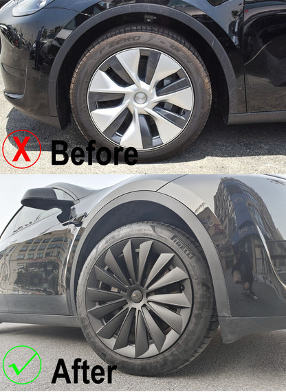 Cyclone-style Hubcaps For Tesla Model Y 19'' Gemini wheels