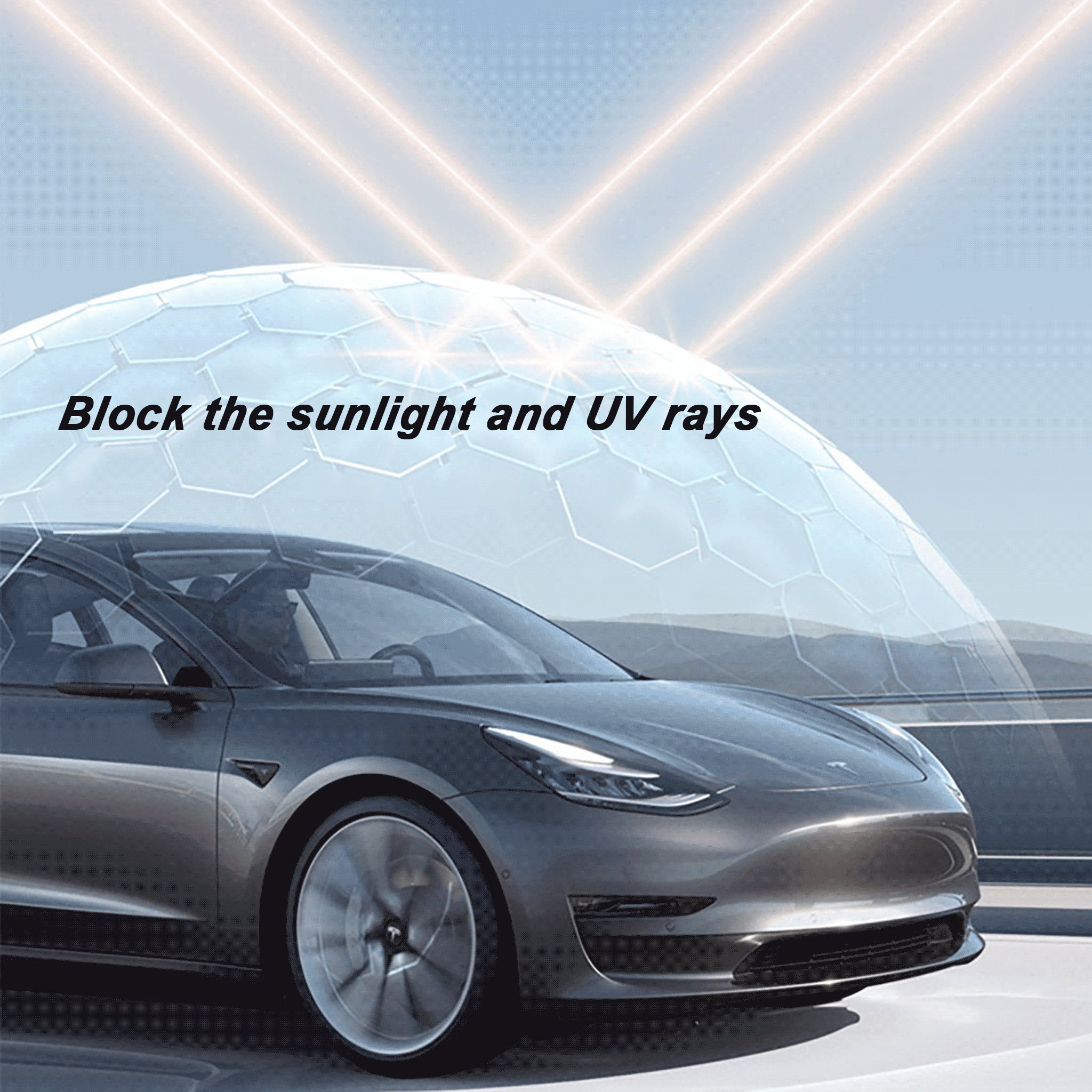 Parasole da tetto per Tesla Model 3 2020-2023, Tenda parasole pieghevole in vetro con isolamento termico Nano-Crystal, anti-UV e anti-abbassamento,Grey Parasole da tetto per Tesla Model 3 2020-2023, Tenda parasole pieghevole in vetro con isolamento termico Nano-Crystal, anti-UV e anti-abbassamento,Grey