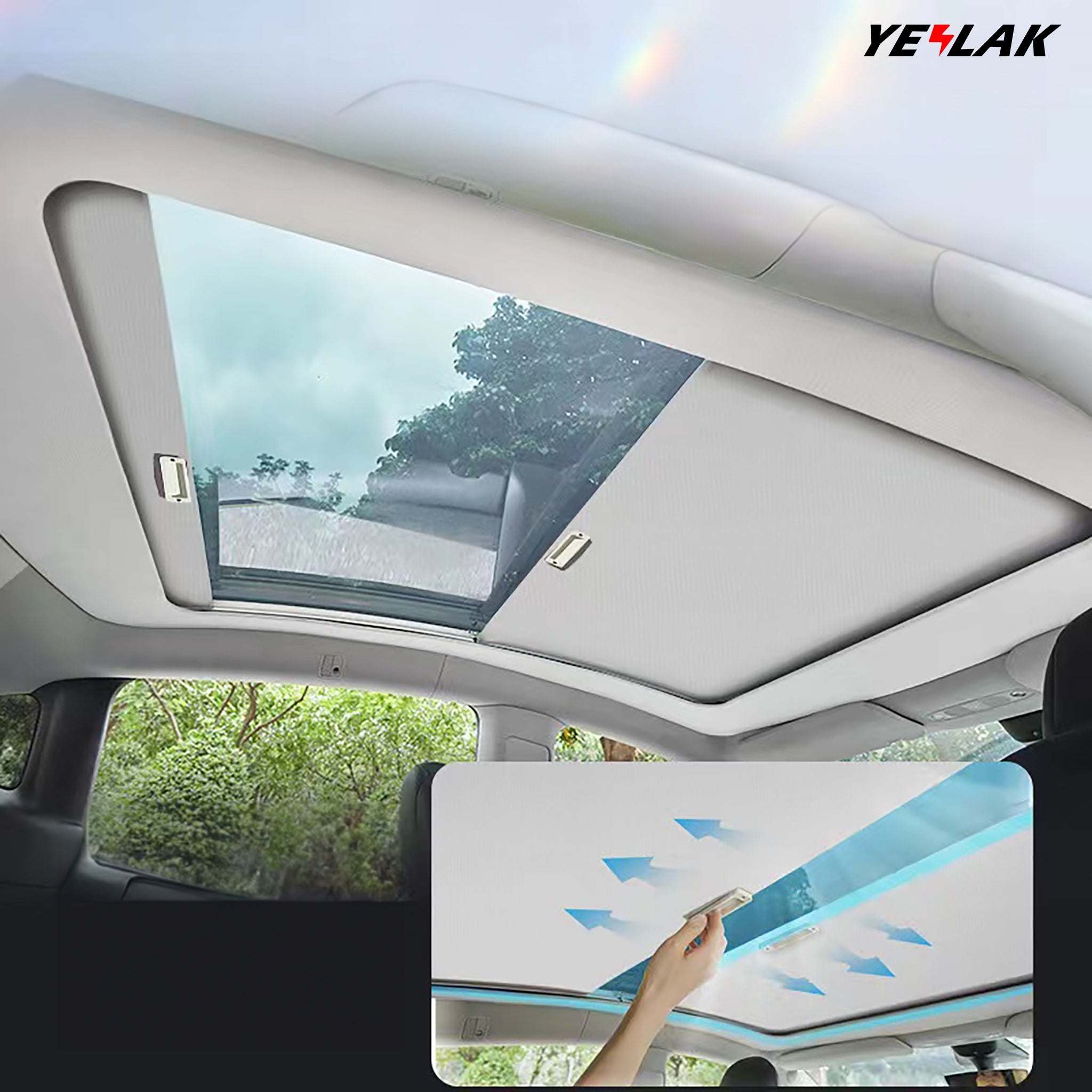 Yeslak Full Coverage Retractable Sunroof Shade for Tesla Model Y/3 & Model 3 Highland