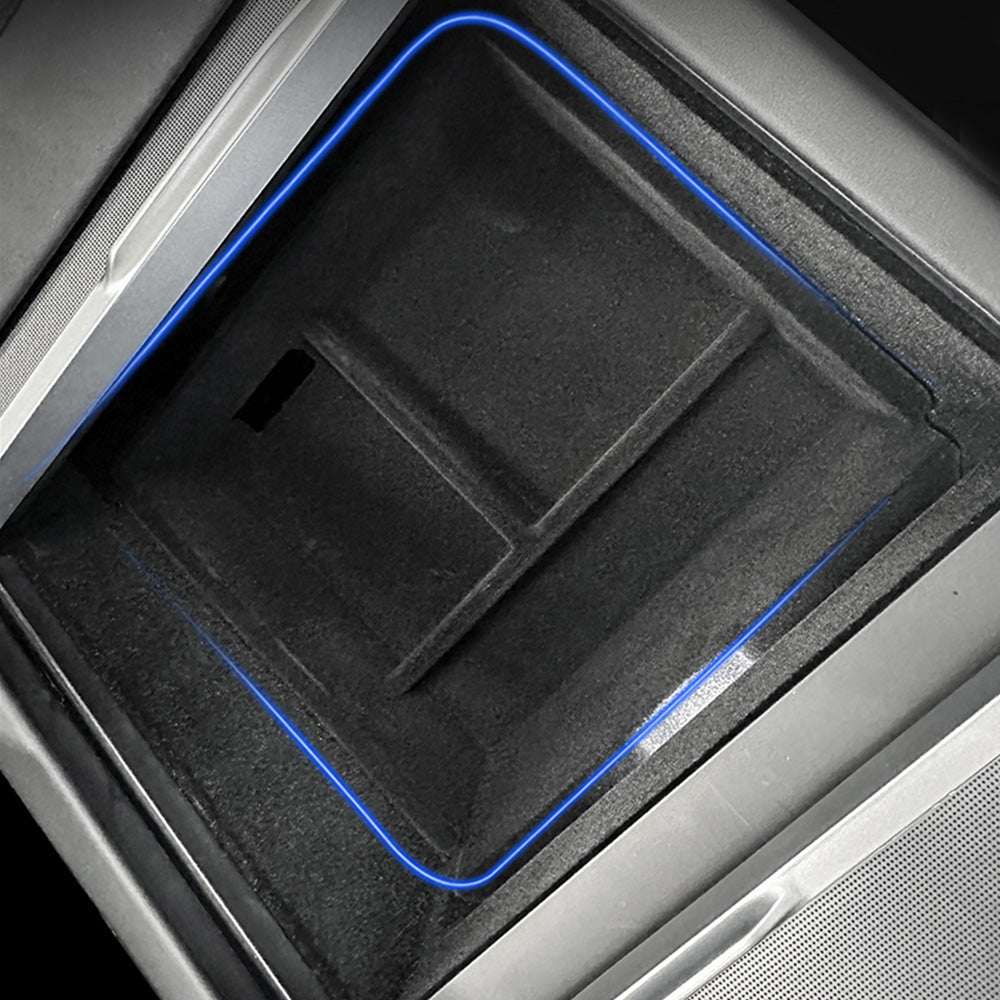 Set 3 Pezzi Organizzatore Console Centrale Per Tesla Model 3/Y 2021-2023, Vassoi In ABS Floccato Con Cassetto, Accessori Interni Antiscivolo - 2
