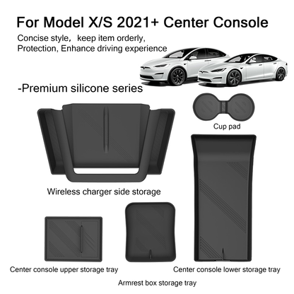 Center Console Storage Trays Cup Holder For Tesla Model X 2021+