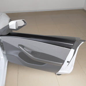 Front & Rear Carbon Fiber Upper Door Panel Covers for 2024+ Model 3 (4 Pcs) - 1x1 Plain Weave Available