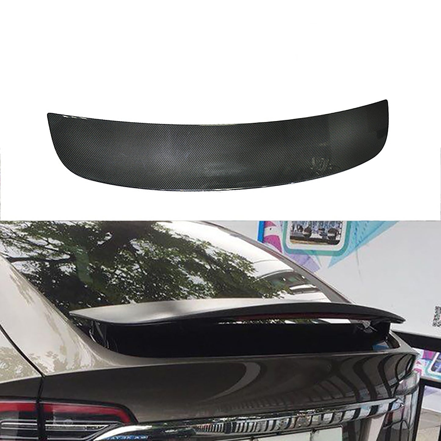 Carbon Fiber Model X Wing Spoiler Overlay