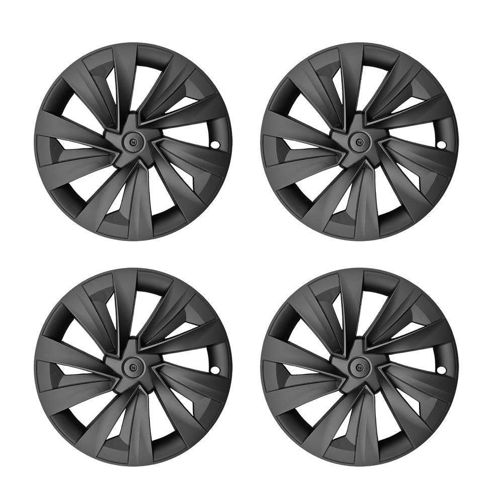 Tesla Model Y Accessories Tesla Model Y Juniper 2025+ 19" Wheel Covers - 4pcs ABS Snap-On Hubcaps Black/Silver Tesla Model Y Hubcaps