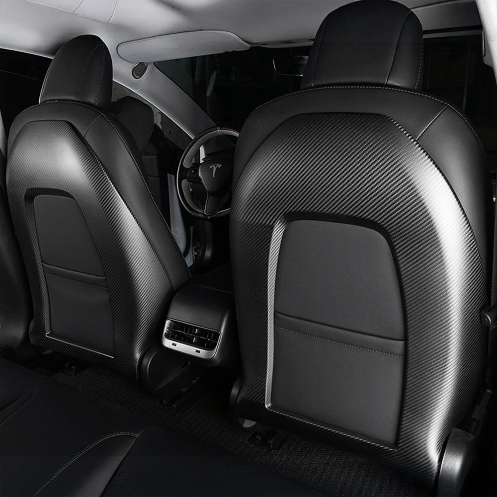 Premium Authentic Carbon Fiber Seat Back Covers for Tesla Model 3 & Model Y – Sporty & Sleek Style