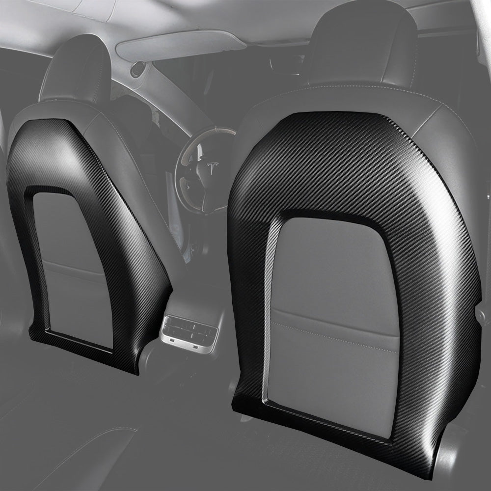 Premium Authentic Carbon Fiber Seat Back Covers for Tesla Model 3 & Model Y – Sporty & Sleek Style