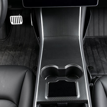 Dry Carbon Fiber Center Console Overlay for 2017–2020Tesla Model 3