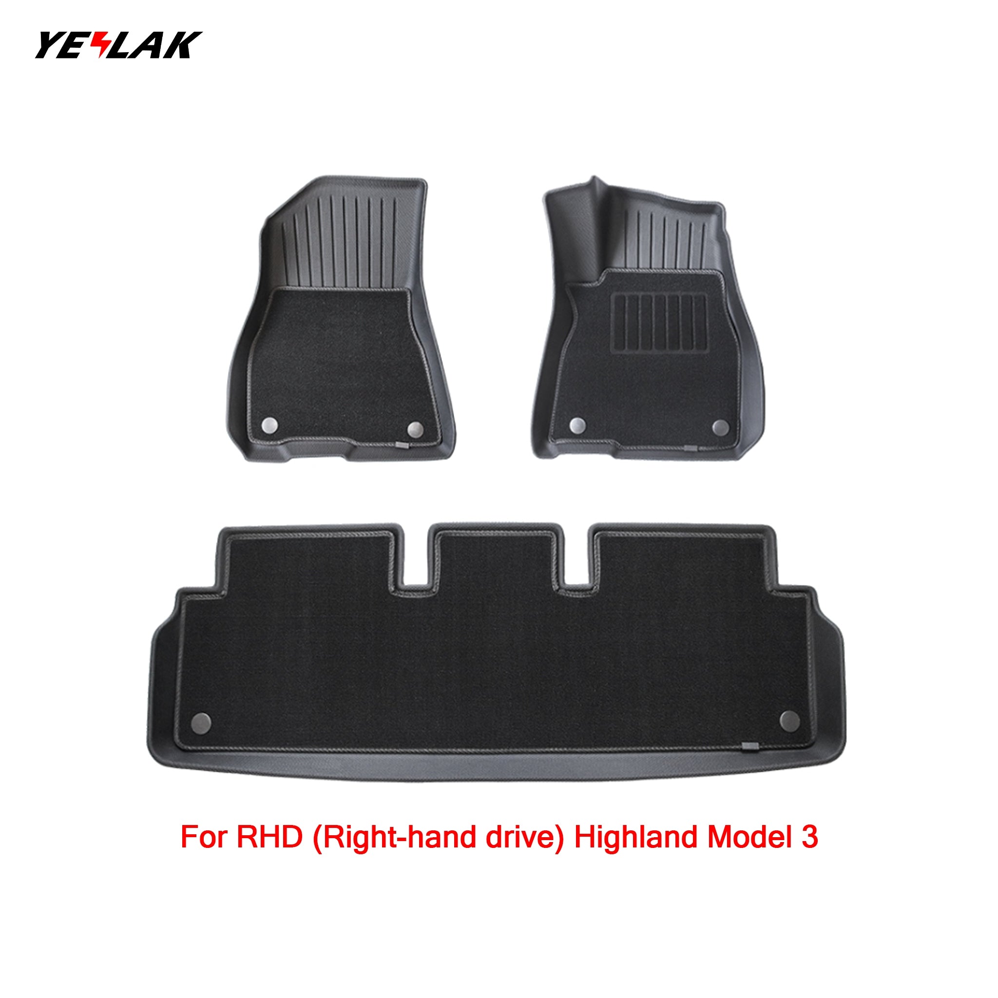 Yeslak Right Hand Drive Floor Mats for Tesla New Model 3 Highland 2024