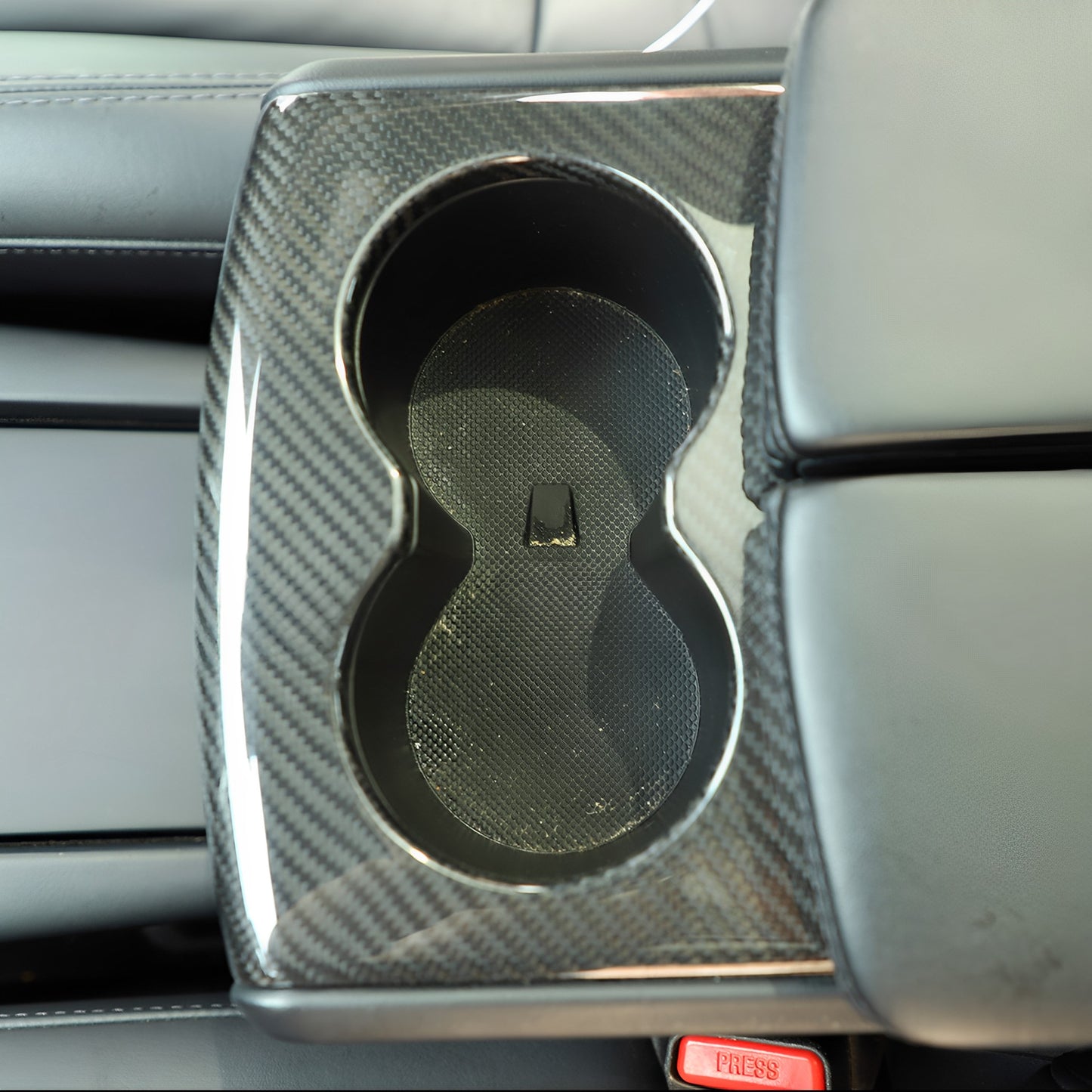 Carbon Fiber Cup Holder Cover Trim For Model S / X