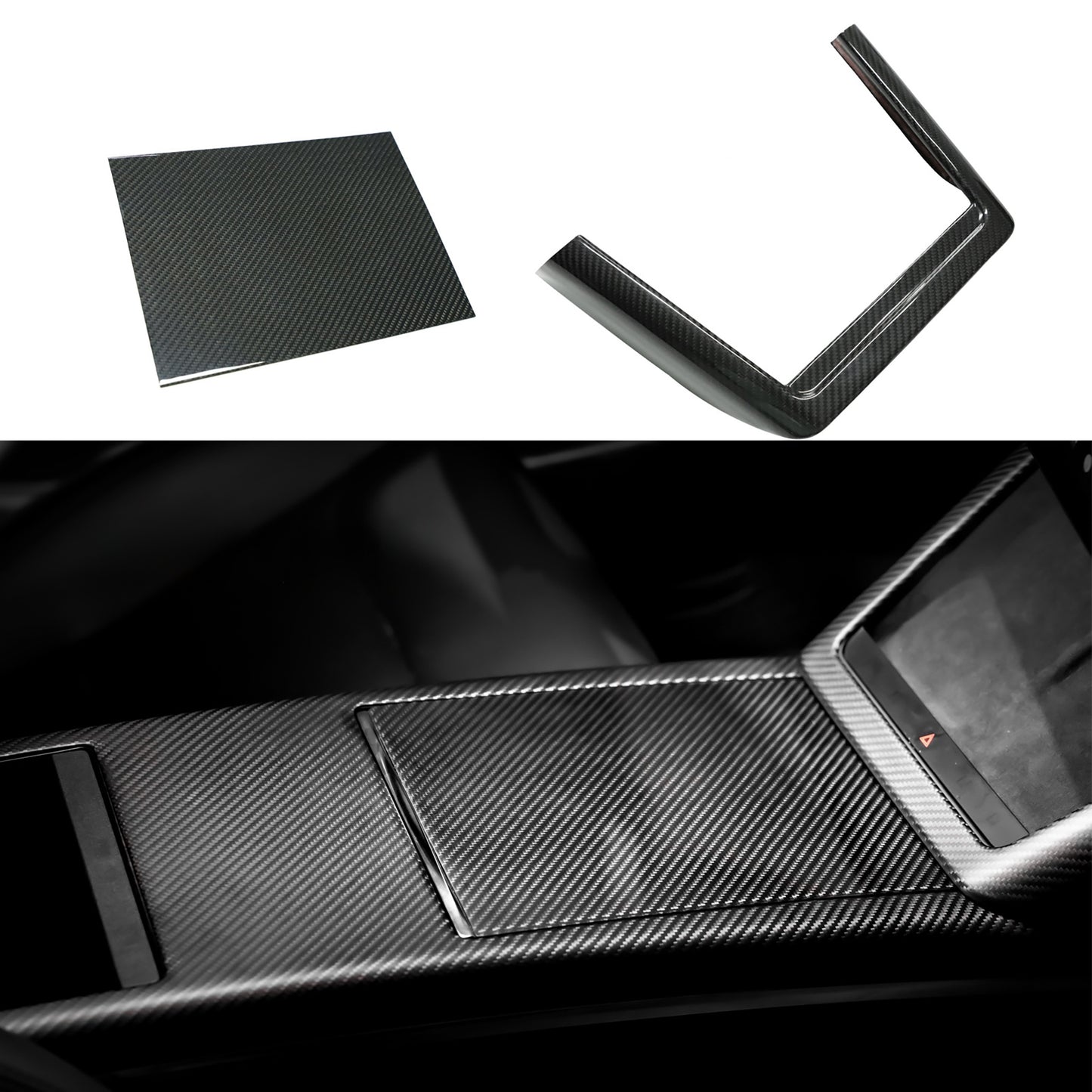 Carbon Fiber Charging Pad Frame Overlay For 2021+Model S / X