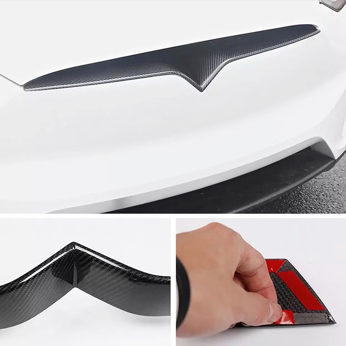 Real Carbon Fiber Front Bumper Inlay For Tesla Model X 2017-2023