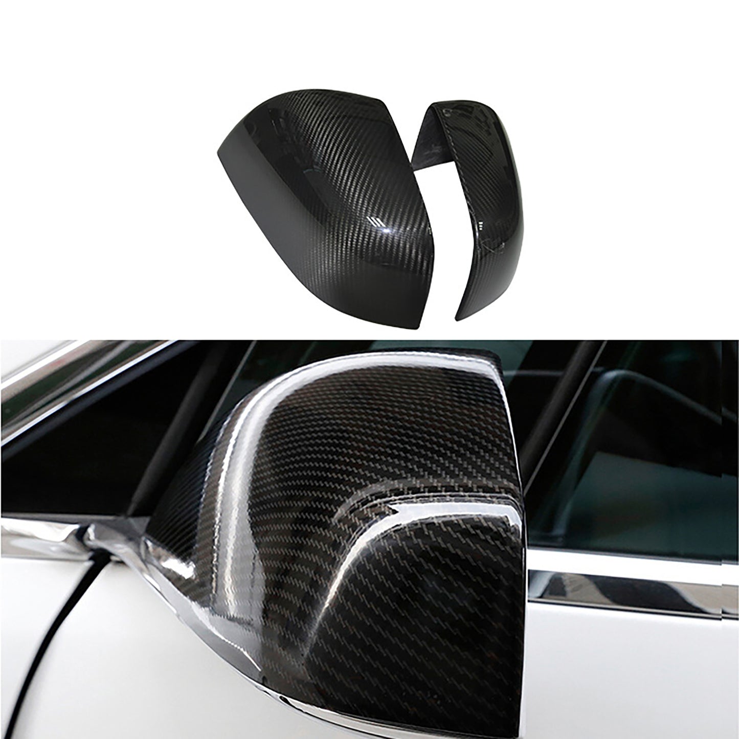 Real Carbon Fiber Mirror Covers For Tesla Model X 2016-2021