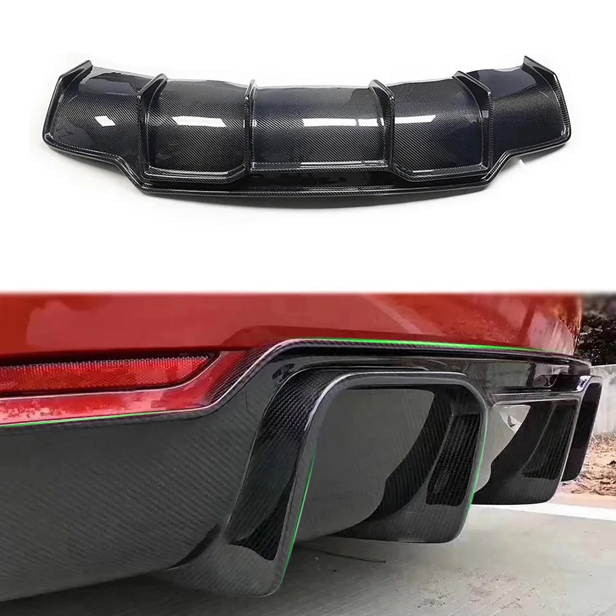 Real Carbon Fiber V-Style Rear Diffuser For Tesla Model 3