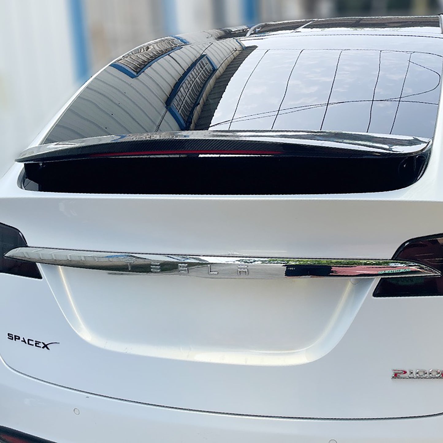 Carbon Fiber Model X Wing Spoiler Overlay