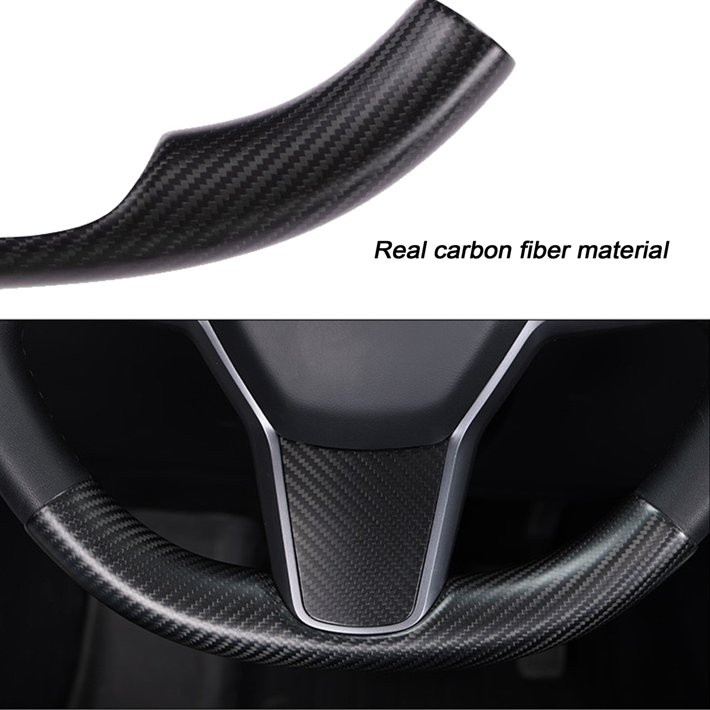 Real Carbon Fiber Steering Wheel Cover for Tesla Model 3/Y