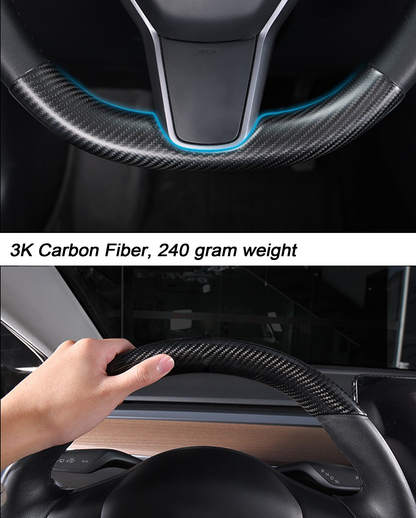 Real Carbon Fiber Steering Wheel Cover for Tesla Model 3/Y