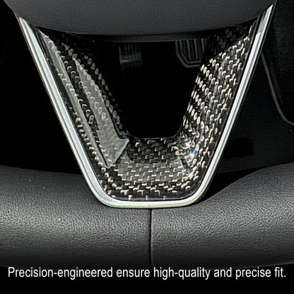 Real Carbon Fiber Steering Wheel Trim For Tesla New Model 3 Highland