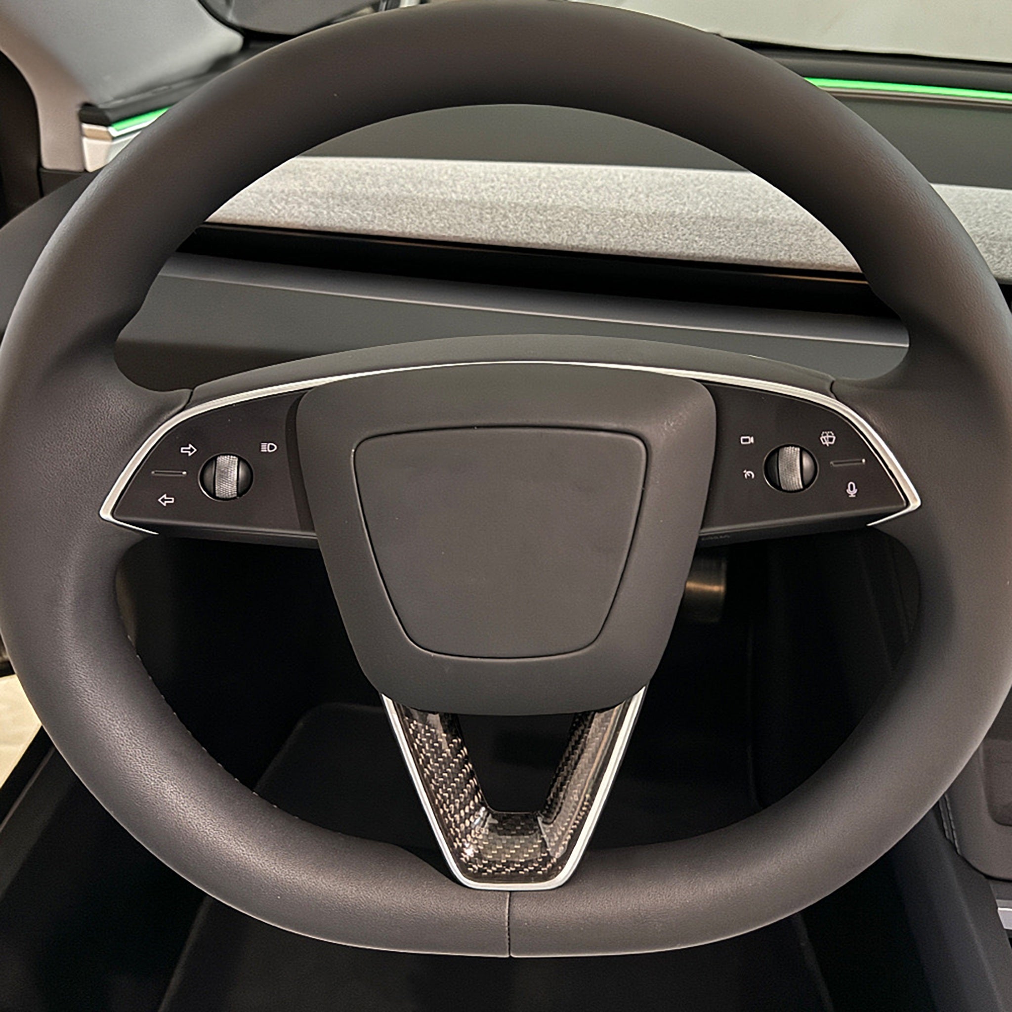 Real Carbon Fiber Steering Wheel Trim For Tesla New Model 3 Highland