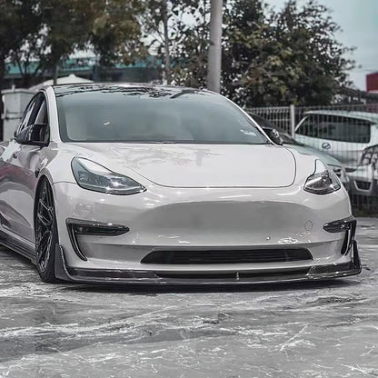 Real Carbon Fiber V-Style Aero Front Lip For Tesla Model 3