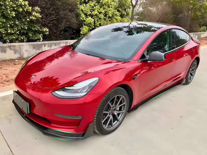 Real Carbon Fiber V-Style Aero Front Lip For Tesla Model 3