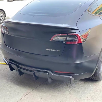 Real Carbon Fiber V-Style Rear Diffuser For Tesla Model 3