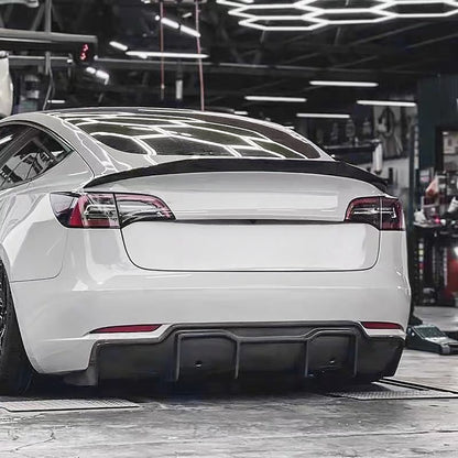Real Carbon Fiber V-Style Rear Diffuser For Tesla Model 3