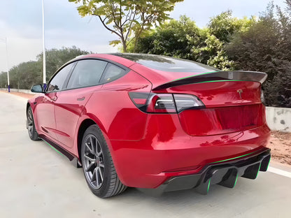 Real Carbon Fiber V-Style Rear Diffuser For Tesla Model 3