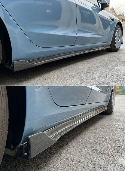 Real Carbon Fiber V-Style Side Skirts For Model 3