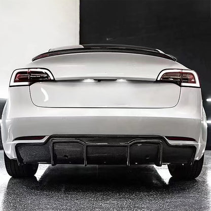 Real Carbon Fiber V-Style Rear Diffuser For Tesla Model 3