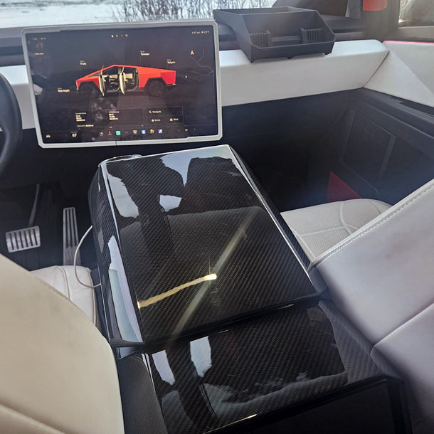 Tesla Cybertruck 2024 Carbon Fiber Armrest & Rear Screen Frame Cover ...