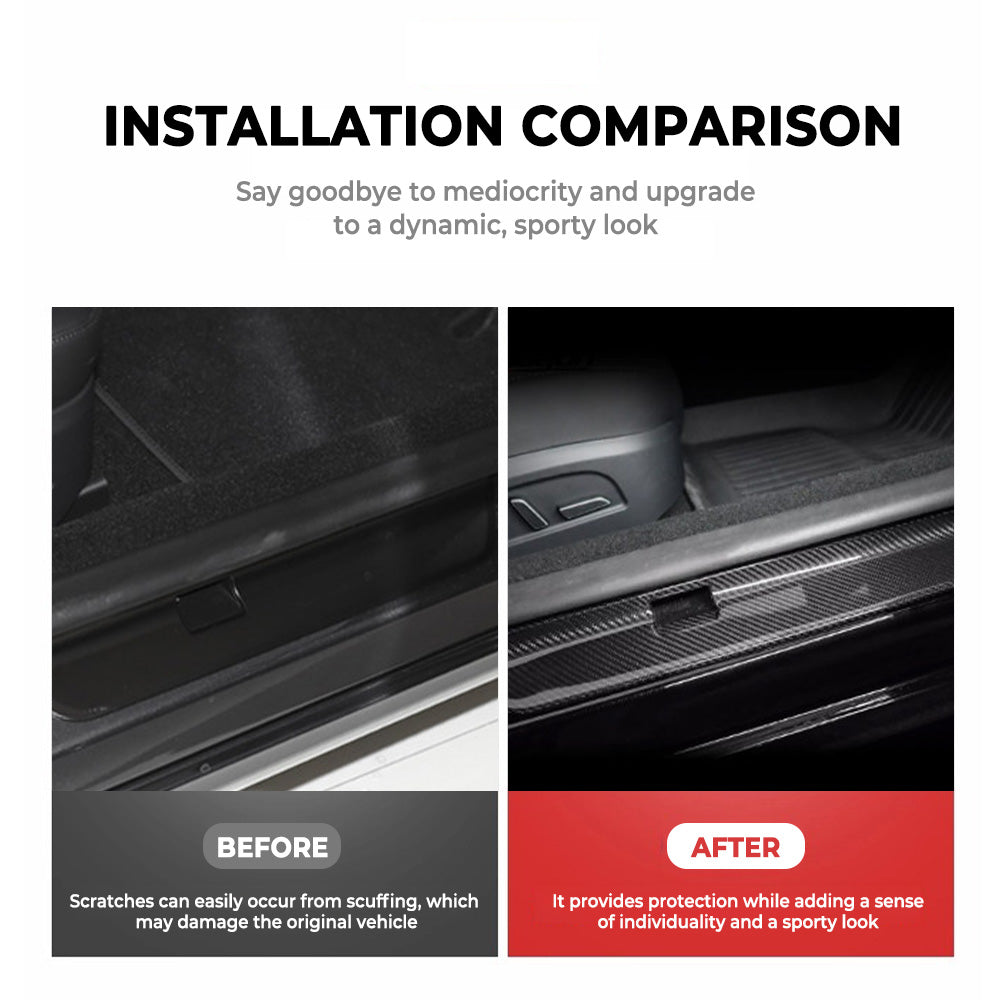 Carbon Fiber Door Sill Covers protector for Tesla Model 3/Y 2017–2025 ...