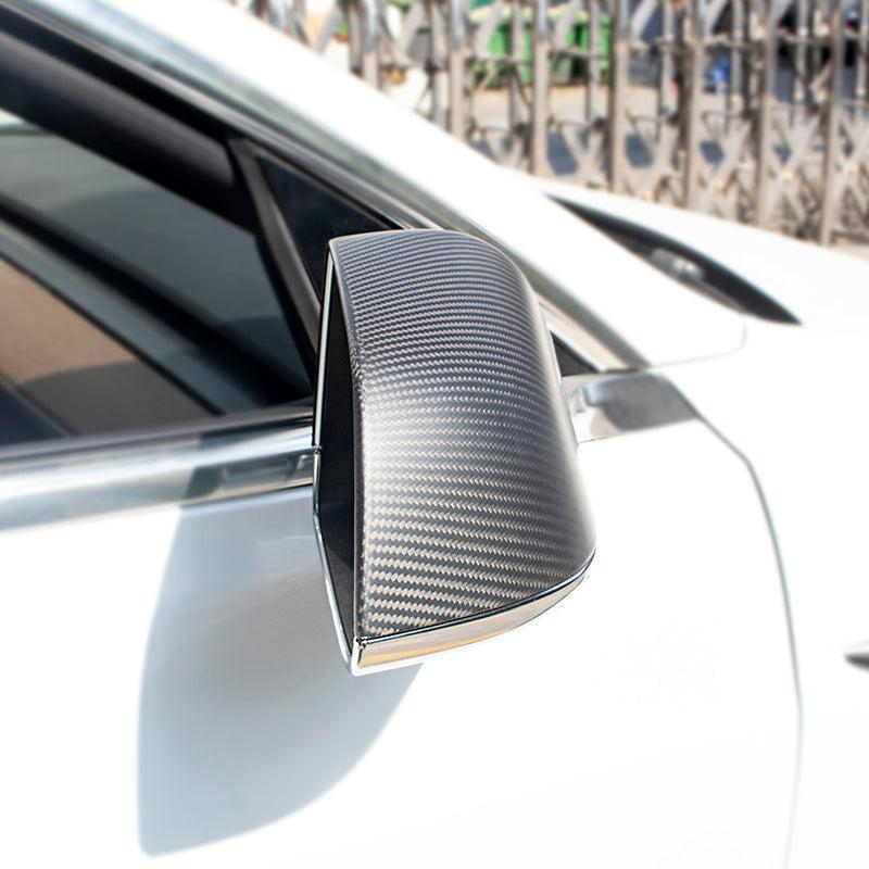 Slick Dry Matt Carbon Fiber M-Style Side Mirror Covers For Tesla Model 3 2017-2025 – Pair