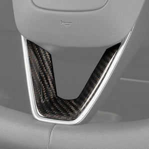 Real Carbon Fiber Steering Wheel Trim For Tesla New Model 3 Highland 2024+ & 2026 Model Y Juniper
