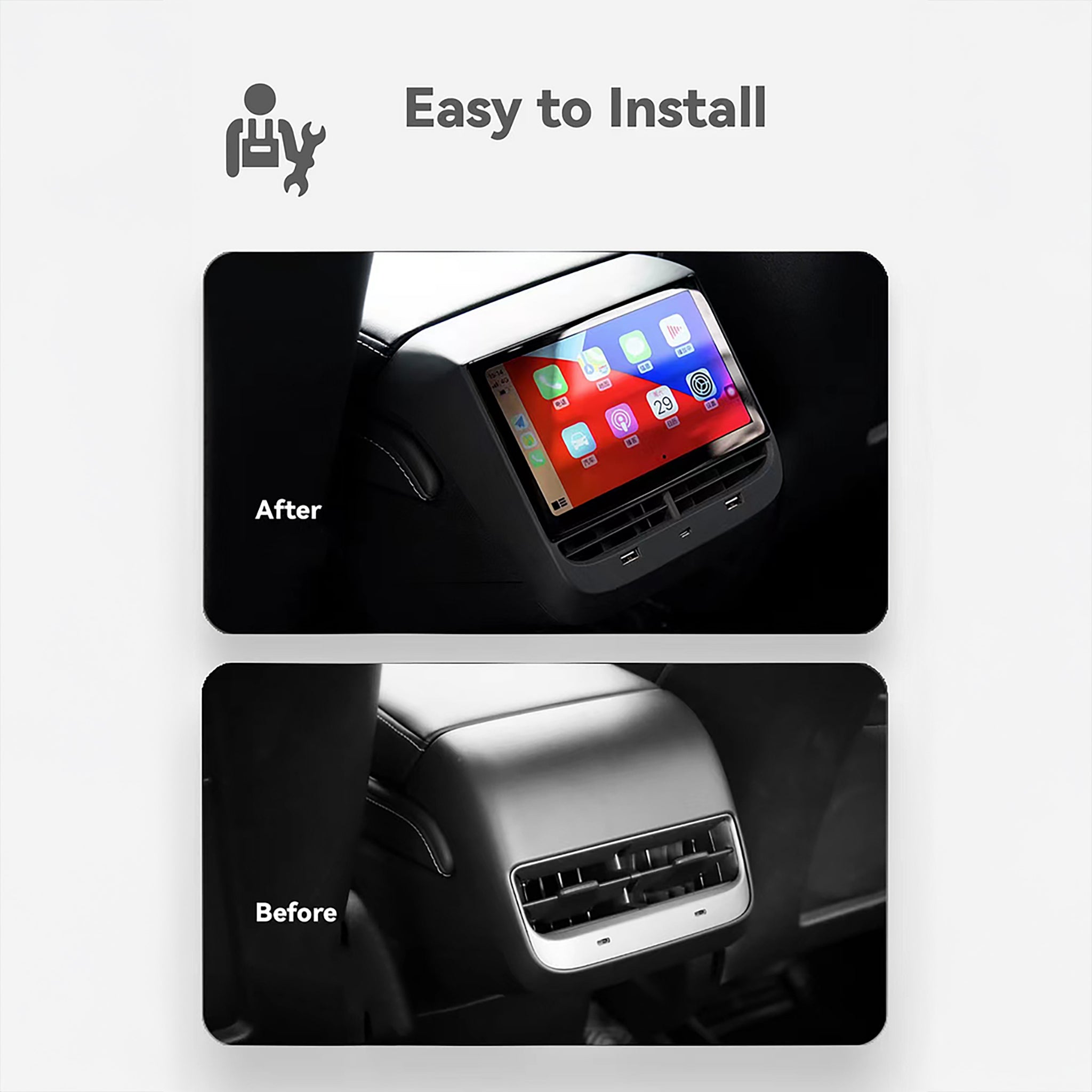 Tesla Rear Touch Screen Tesla Model 3/Y Rear Screen | Android 12, CarPlay/Auto & Climate ...