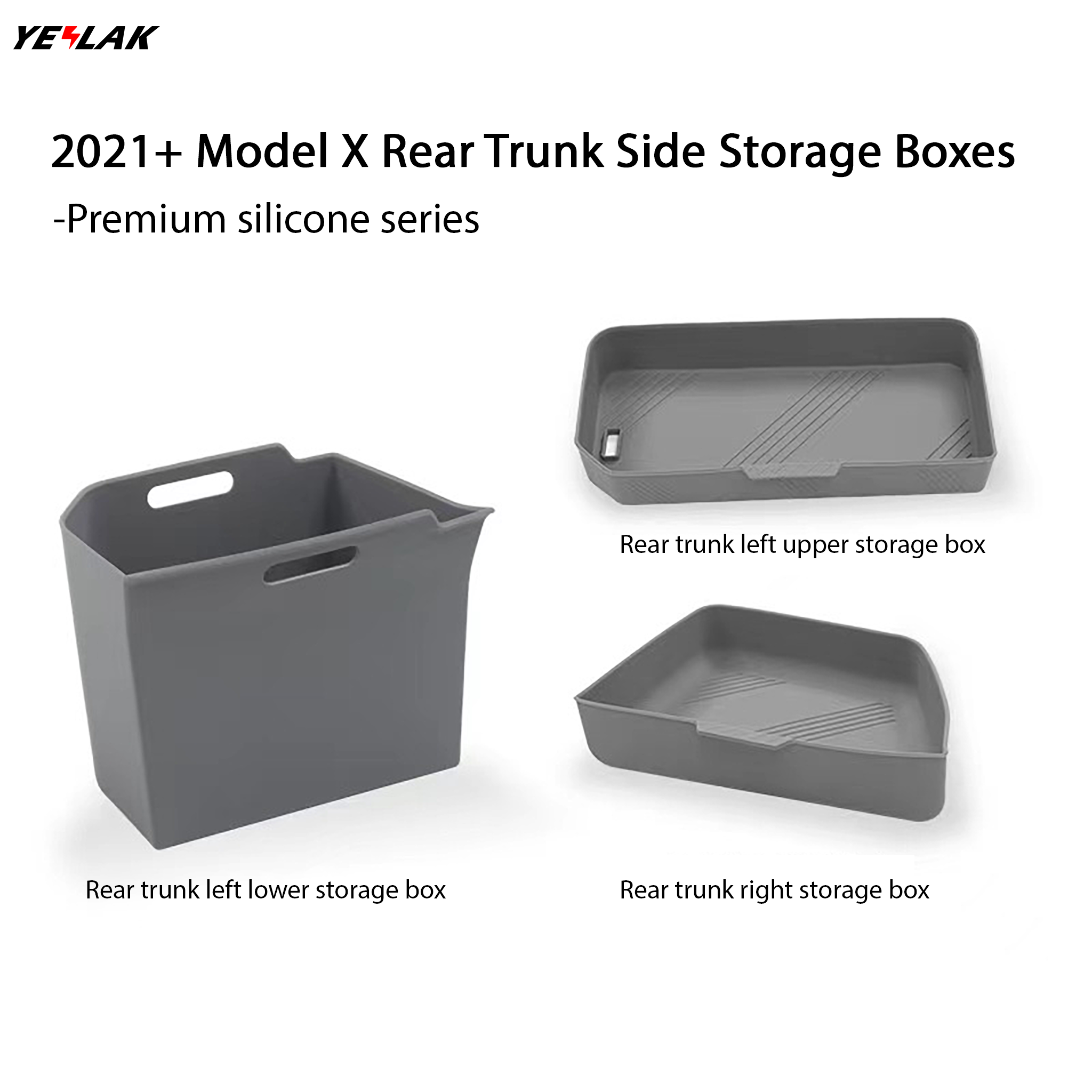 Rear Trunk Side Storage Box for Tesla Refreshed Model X 2021+ (3PCS)