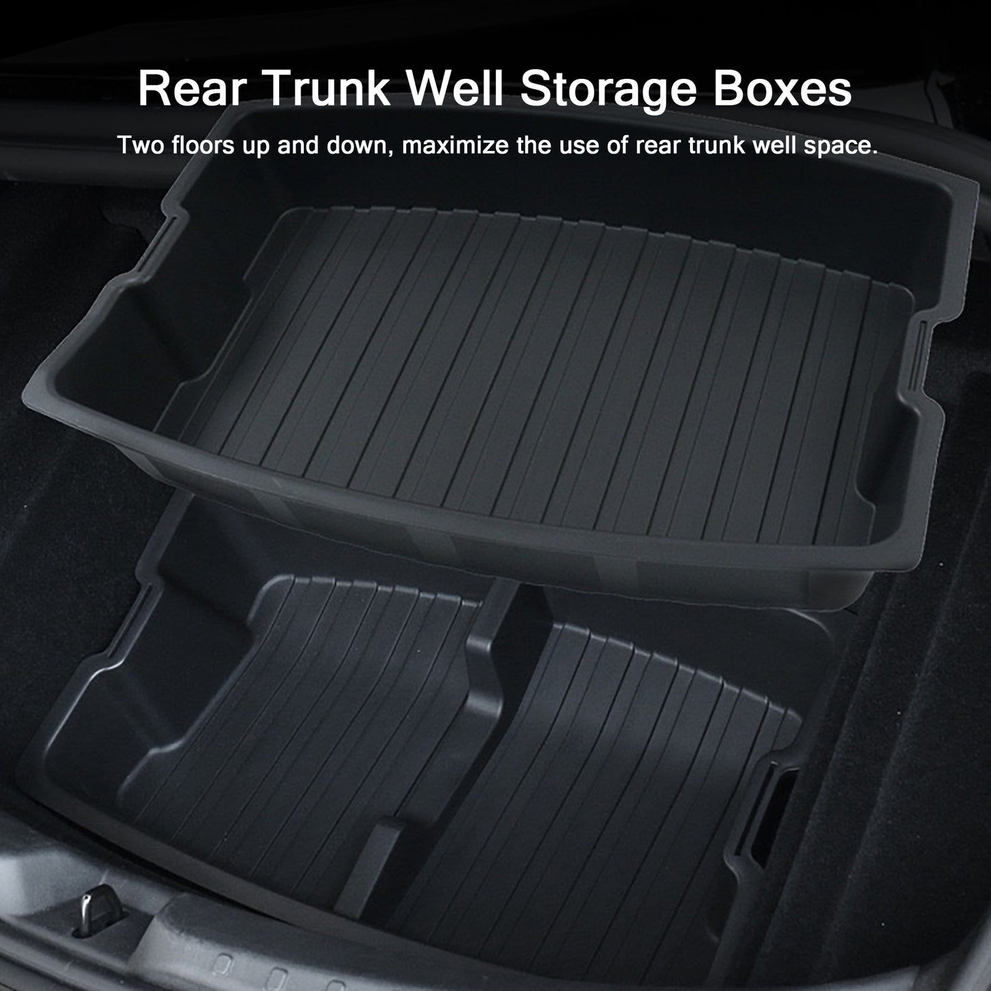 Rear Trunk Well Storage Organizer Boxes for Tesla Model 3 Highland