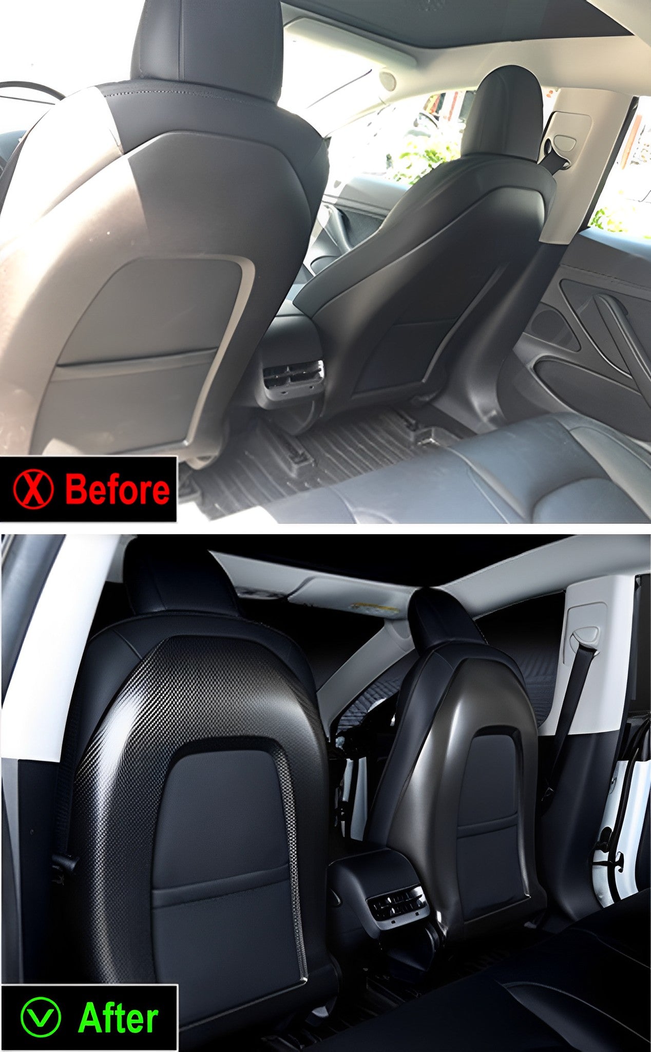Carbon Fiber Seat Back Cover For Tesla Model 3&Y